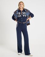 River Island Womens Cardigan & Trousers Set 2 Piece Navy True Love Loungewear