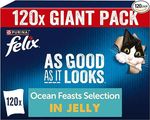 FELIX As Good As It Looks Adult Cat Food Ocean Feasts in Jelly 120 x 85g | Mixed
