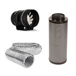 6" Fan Filter Kit Twin Speed Fan Fox Carbon Filter 5m Ducting Ventilation Kit