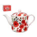 Tea Pot Fine China Poppy Fields 650ml Decorative Teapot Coffee Pot Boxed Gift
