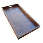 Extra Large Wooden Serving Tray 75 cm Long, Painted in Brown Color