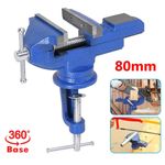 80MM Heavy Duty Clamp-On Vise 360° Swivel Base Portable Table Bench Vice Clamp