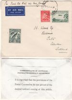 Australia Cover to Aberdeen DENIED CARRIAGE ON FIRST FLIGHT to Rabaul - 1938 CDS