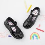 Walkright Girls Shoes Black Kids School Patent Unicorn Fiz SIZE