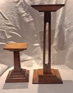 Antique Pair of Art Deco Oak Wooden Hat Plant Stand for Display