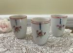 3 Antique KPM Berlin Porcelain Cordial Cups Sprays of Forget-Me-Nots 2” tall