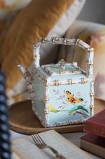 Rare E.J.D Bodley Aesthetic Movement Butterfly Bamboo Handle Antique Teapot