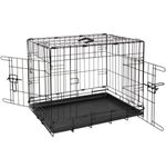 42" Foldable Black Metal Dog Training XL Crate Pet Carrier Cage With 2 Doors