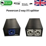 Powercon 2 way Y Splitter Box Distributor NAC3MPA-1 (in) to 2 x NAC3MPB-1 (out)