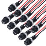 10Pcs Panel Mount Fuse Holder 5x20mm AC 250V/125V w/ Pre-Soldered Wires,Oblate