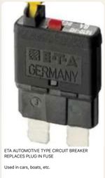 ETA Series Circuit Breaker - 15Amp see photo