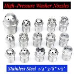 Stainless Steel 1/4" 3/8" 1/2" Pressure Washer Nozzle Hose Drain Cleaning Nozzle
