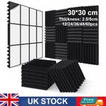 Wedge Self-Adhesive Sound Proofing Panels Black Foam Tiles Wall Panel Studio