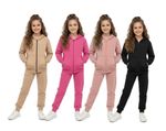 Kids Zip Up Tracksuit Set Hoodie Joggers Jogging Sweatpants Girls Boys Age 7-13