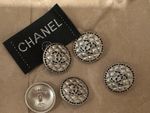 Chanel Button Set of  5 Size 23 mm Round,  Metal, with clothes fabric label! FAB