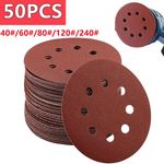50PCS 125mm- 5" Sanding Discs 40 60 80 120 240 Mixed Grit Orbital Sander 8 Holes