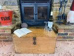 Old Antique Pine Chest, Vintage Wooden Storage Trunk, Blanket Box, Coffee Table.