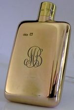 ASPREY ENGLISH STERLING SILVER ROSE GOLD SPIRIT HIP FLASK 1998 HUNTING SHOOTING