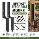 Heavy Duty Fence Post Repair Kit Spike Anchor Metal Support Welded Design - 2pcs