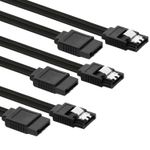 3-Pack SATA Cable III 6Gbps - High-Speed Data Transfer for HDD, SSD, CD Drives -