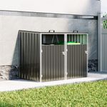 2Bucket Wheelie Bin Storage Metal Store Cover Garden Rubbish Dustbin Double Shed