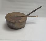 Antique Copper Pot with Matching Lid and Riveted Iron Handle