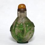 2.7 Inch Chinese Old Beijing Glaze Carving Tree Monkey Statue Snuff Bottle