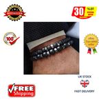 Men's Gemstone Strand Bracelet Black Magnetic Hematite Beads Energy Healing Yoga