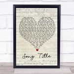 Any Song Lyrics Custom Script Heart Wall Art Quote Personalised Lyrics Print