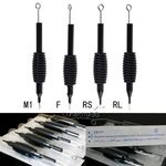 5X Disposable Tattoo Tubes 3/4" Black+5 Matching Needles Various Sizes Available