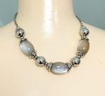 M & S Grey Acrylic & Silver Tone Bead Necklace F129