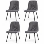 Set of 4 Dining Chairs Modern Padded Seat Metal Legs Home Furniture Kitchen Grey