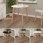 TROMSO 80cm Round Dining Table Scandi Wooden Legs Small Kitchen Breakfast Bistro