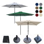 Round Rectangle Outdooor Garden Parasol Umbrella Crank Tilt Base Cover Fabric