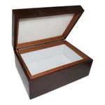 Antique Wooden Cigar Humidor Box w/ Milk Glass Interior 7"x10"x4.5"