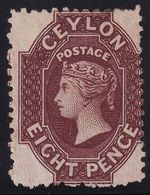 CEYLON QV - SG56x 8d Reddish-Brown WMK REVERSED-Mint no gum-cat £275