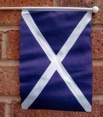 SCOTLAND ST ANDREW HAND WAVING FLAG medium 9" X 6" wooden pole flags SCOTTISH