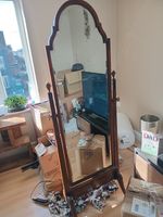 Queen Anne Style Cheval Bevalled Mirror Circa 1900
