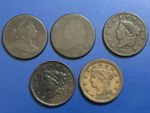 SCARCE EARLY LARGE CENT LOT DRAPED BUST CLASSIC HEAD 1802, 1812, 1818, 1837 1848