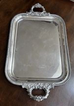 Antique Sheffield England SilverPlate Tray W/ Gadroon design/ornate handles 28”