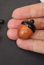 1 x Carved sandal wood ojime bead Oak Tree Acorn, screw lid , pendant  pill box