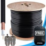 Black Mini 8 50m 50 Ohm Low Loss Coax CB Radio Coaxial Cable Roll 16-0052. +M