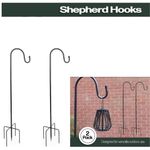 Shepherds Crook Hooks, 2 Pack Adjustable Height  5 Prong Base Multipurpose