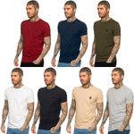 Mens Muscle Slim Fit Stretch T Shirt Gym Short Sleeve Top Crew Neck Tee S - XL