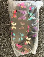 Black & Multicolour Butterfly Print Make-Up Bag, Plastic, Zip Closure