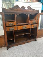 Antique Carved Oak Smokers Cabinet - Bevelled Glass Doors & 5 drawers