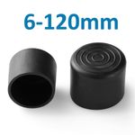 Black Round PVC Soft Rubber End Caps Tube Pipe Feet Blanking Plugs ∅ 6-120mm