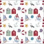 4 x Paper Napkins/33cm/3Ply/Decoupage/Seaside/Sailing/Beach Huts/Nautical Icons
