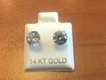14K WHITE GOLD STUD EARRINGS 3ct FLAWLESS LAB CREATED DIAMONDS SCREWBACK CLOSURE