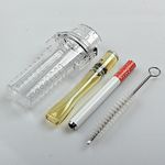 Tobacco Glass One Hitter Pipe Smoking Tube Set Cleaning Brush w/ Waterproof Case
